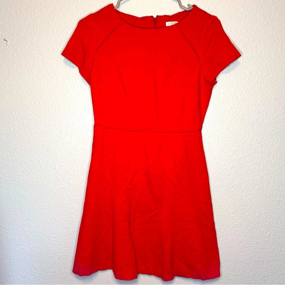 JCrew Factory Red Short-Sleeve Flounce Ponte Dress Size 2